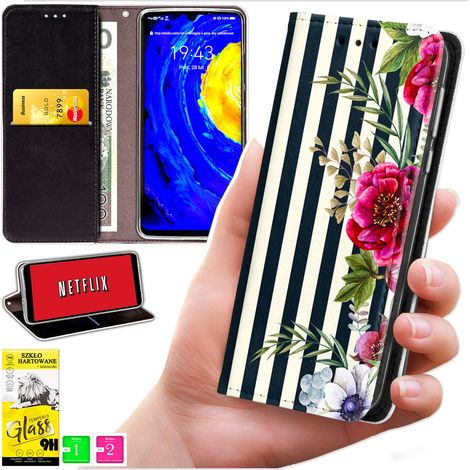 Custodia a portafoglio per Oppo A5 Pro - stampa bluemoon + vetro 9H (1/5)