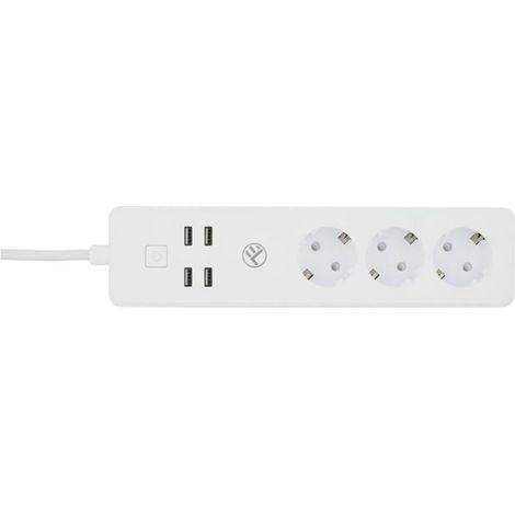 Regleta WiFi Tellur, 3 tomas de corriente, 4 puertos USB 4A, 2200W, 10A, 1,8 m (1/4)