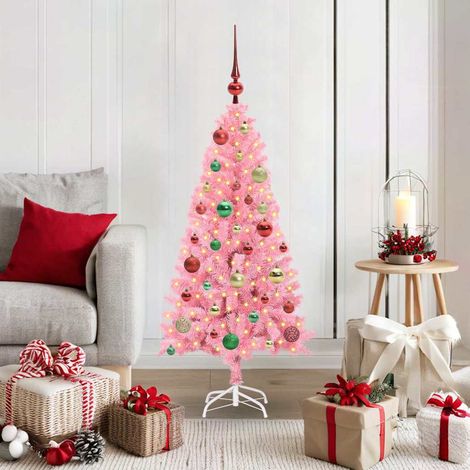Weihnachtsbaum mit 150 LEDs mit Ständer Rosa 120 cm PVC
