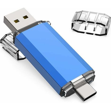 Clé USB C double 64 Go, clé USB 3.0 RAOYI et clé USB OTG Type C 64 Go pour smartphone Samsung Galaxy S8, Huawei P20 Matebook, bleu (1/5)