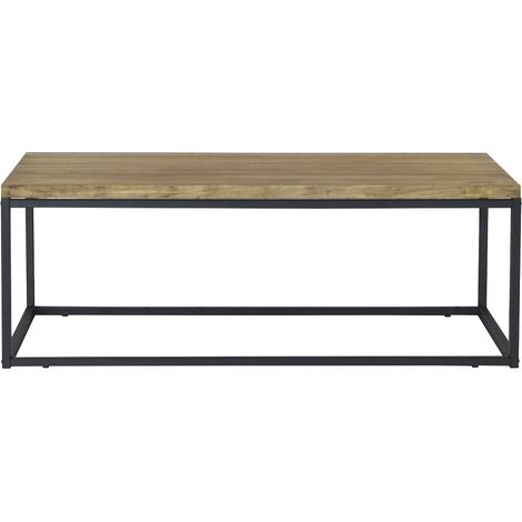 Mesa de Centro Icub U 120x60x43cm Negro en madera maciza de pino acabado vintage estilo industrial Box Furniture
