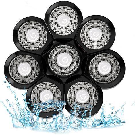 8-Head Razor Head, Electric Rotary Razor Heads for Men, Universal Double Ring Replacement Blade for 5, 6, 7, and 8 Razor Heads, Black (1/5)