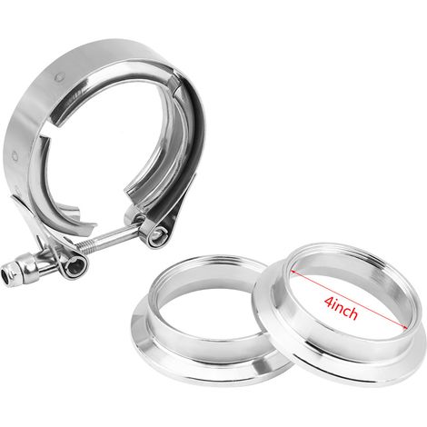 Tuyau d'échappement automobile, tuyau de fluide de turbocompresseur, collier de serrage de type américain en V + 2 brides standard (4 pouces) (1/5)
