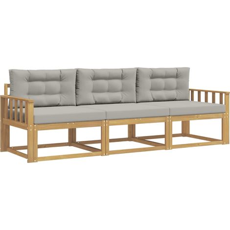 Outdoor Sofa Set 3 pcs White and Light Grey Polyester vidaXL (1/5)