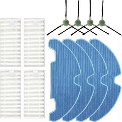 Lot de 12 pièces de rechange pour aspirateur robot Lefant M310 : brosse latérale, chiffon de nettoyage et filtre HEPA (1/5)