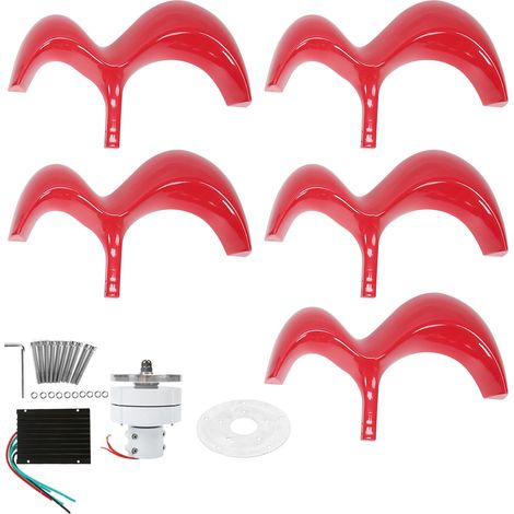 Éolienne verticale 100W 24V/48V à identification automatique, forme gourde, axe vertical, 5 pales, rouge, kit générateur éolien (1/5)