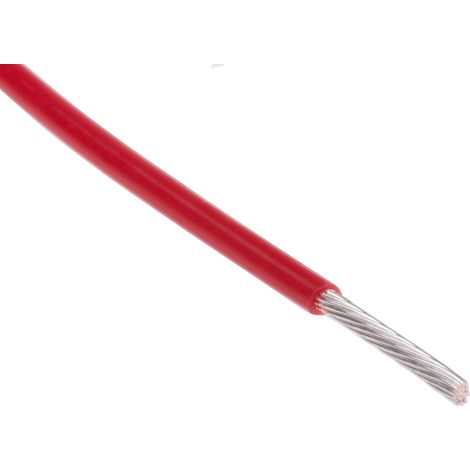 Fil de câblage à gaine PTFE RS PRO, 0,34 mm², 22 AWG, 200°C max, PTFE Rouge, 100m ( Prix pour Bobine de 100 Mètres )