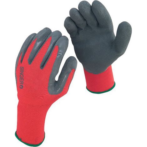 Gants tricot polyamide enduit latex rouge gris T9 SINGER NYM15LG 9 (1/3)