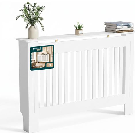 Cache-Radiateur Ă Lattes Verticales 78Ă—19Ă—82 cm Blanc (1/5)