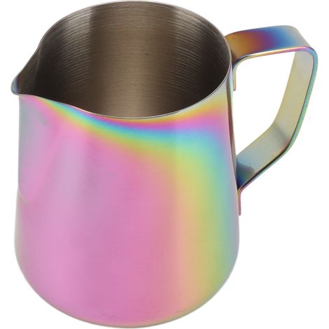 Pichet à lait en acier inoxydable pour mousser le lait et le café, idéal pour les salons de thé et les cafés (550 ml), disponible en sept couleurs. (1/5)