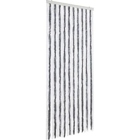 Moustiquaire à rayures grises et blanches, 90 x 220 cm, en chenille (1/5)