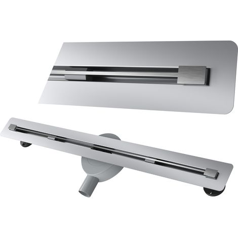 Caniveau de douche linéaire sous carrelage 80 cm en acier inoxydable Granitan Luno avec siphon intégré, design moderne et minimaliste. (1/5)