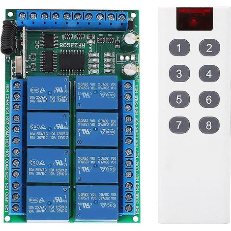 Fernbedienungsmodul mit 8 Kanälen, 433,92 MHz, multifunktional, 100 m Reichweite, feste Codierung, 5 V (1/3)