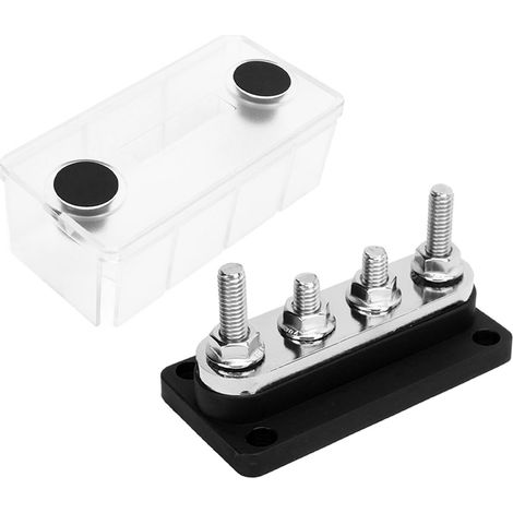 Stromverteilerblock mit M8-Schraube, 4-polige Sammelschiene, DC 12–48 V, 300 A, für Auto und Boot, Schwarz (1/5)