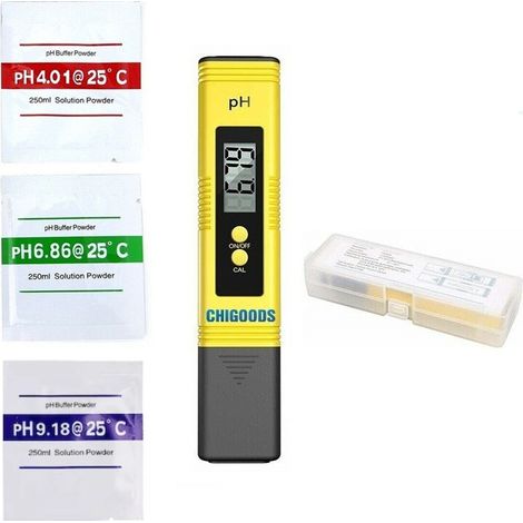 Testeur de pH numérique Chigoods, LCD, test d'eau, jaune/noir (1/5)