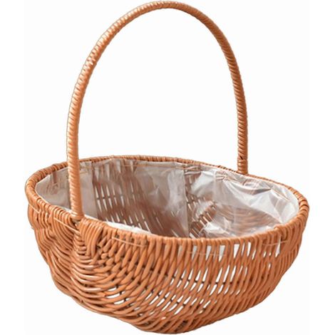 Paniers à fleurs portables, paniers pratiques en rotin, paniers tissés à la main avec poignée, élégants paniers à fleurs pour pique-niques (1/5)