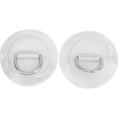 2 pièces Anneau D Gonflable pour Bateau Kayak, Patch de Réparation PVC Marine avec Boucle Fixe en Acier Inoxydable (Blanc) (1/5)