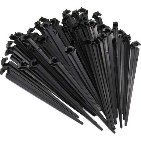 50 pcs Support de Tuyau Fixation au Sol pour piquets C Support de tiges Fixes pour Tuyau d'irrigation et Tuyau d'arrosage de Jardin (1/5)