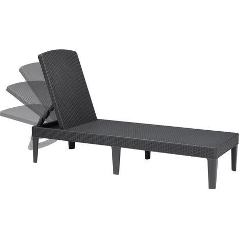 Lettino sdraio da giardino reclinabile effetto rattan Keter Jaipur -  Black