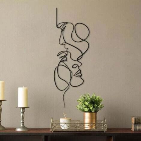 Nordique visage Art Silhouette métal véritable amour mur Art décoration moderne maison bureau salon chambre Couple mur chambre décor (1/5)
