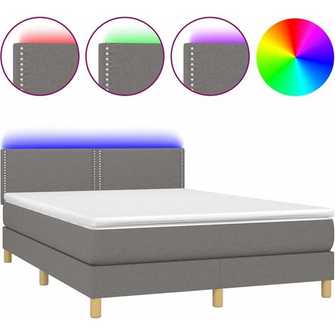 Maison Exclusive - Letto a Molle Materasso e LED Grigio Scuro 140x190cm in Tessuto (1/5)