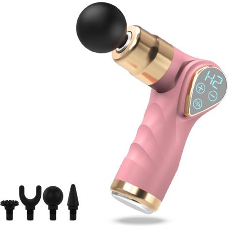 Pistolet de massage électrique pour les fascias avec compresse chaude, relaxation musculaire, pistolet de massage pliable, rose-AquaForge