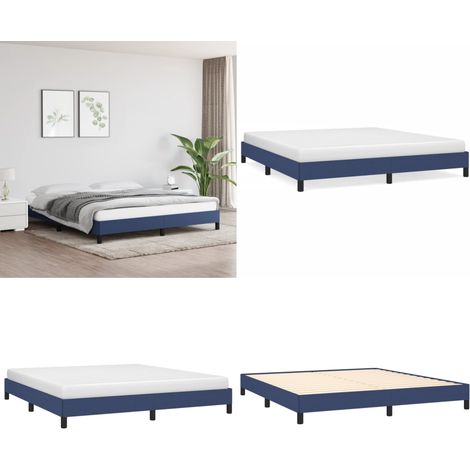 Cadre de lit sans matelas bleu 160x200 cm tissu - Cadre De Lit - Lit Double - Literie - Meuble Chambre - Sommier - Home & Living (1/5)