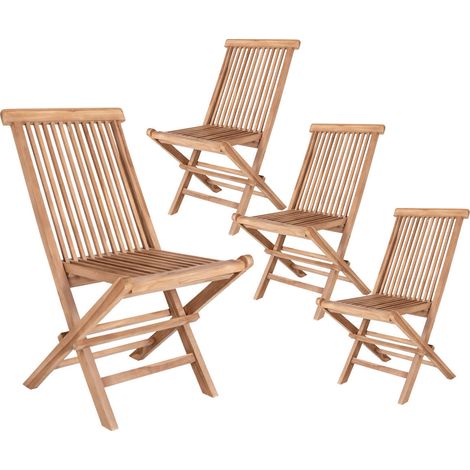 HORIZON - Lot de 4 Chaises de Jardin en Teck Massif Naturel (1/5)