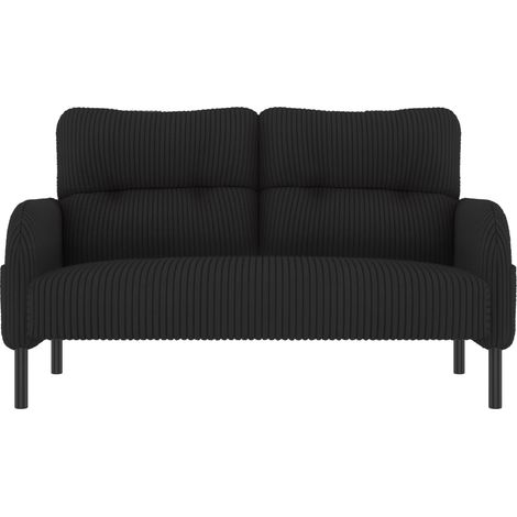 CHICFURN Sofá de 2 plazas 120 x 75 x 79 cm en tejido cord negro con bolsillo lateral (1/5)