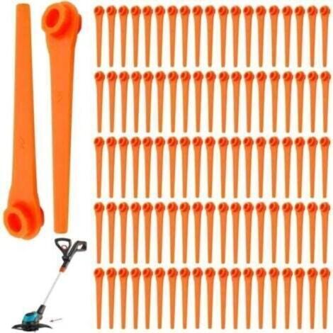 Lot de 100 Lames de Rechange en Plastique pour Coupe-Bordures Gardena 9823 9825 9820 9821 Lames débroussailleuse 70mm