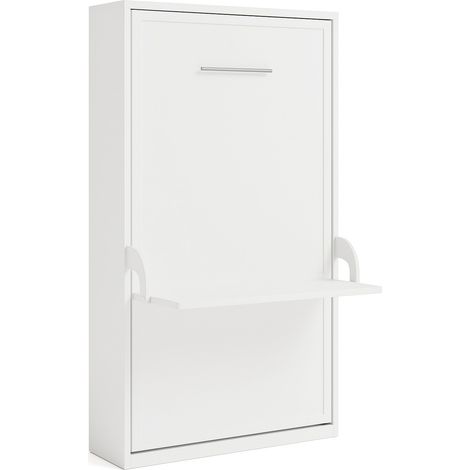 Lit escamotable verticale 140x190 avec bureau Studante-Façade Blanche (1/5)