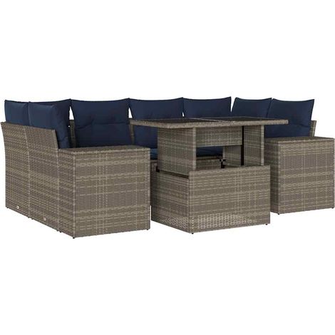 Maison Exclusive - 7-tlg. Garten-Sofagarnitur mit Kissen Grau Pol