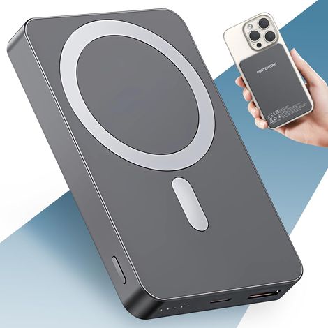 Batterie Externe pour MagSafe Powerbank 10000 mAh Ultra-Fin 14 mm - Power Bank Charge Rapide 22,5 W PD et QC - Chargeur magnétique Qi 15 W - USB-C + USB-A pour iPhone Smartphones Tablets (1/5)