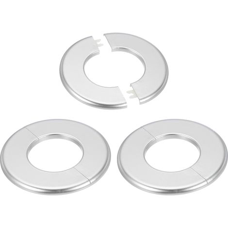 Shower Mixer Cover, 3 Pieces ABS Wall Mounted Shower Tap Fittings for 64 mm, Decoration Rosette Tap, Formwork, Water Pipe Covers, Heating Wall Plumbing, Silver (1/5)