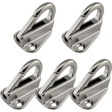 Tuserxln – Lot de 5 mousquetons en inox sur platine – Charge maximale 150kg – Diamètre oeillet 10mm – Pour chantiers humides et espaces confinés (1/5)