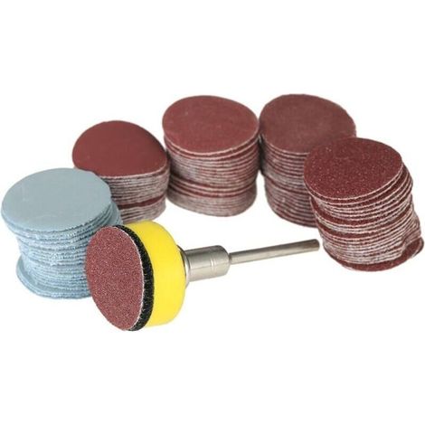 Disque abrasif de ponceuse 100PCS 25mm 1" Disque de Ponçage disque 100-3000 Papier de Grain avec 1inch Plaque de Tampon Abrasif Polonais + 1/8" Tige pour Outil Rotatif Dremel Ikodm (1/5)