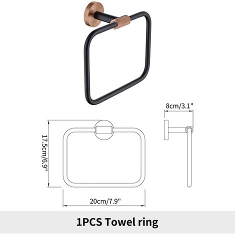 (Anneau porte-serviettes 01) Crochet mural en acier inoxydable noir et or rose, porte-peignoir, porte-brosse de toilette, porte-papier toilette, barre porte-serviettes, porte-gobelet, ensemble de sall (1/5)