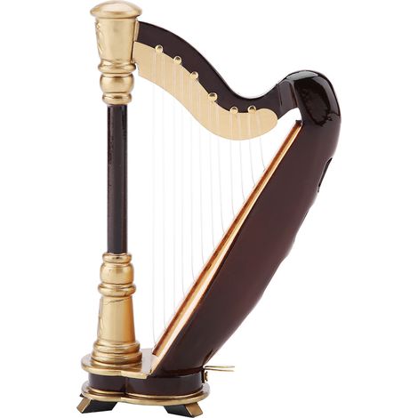 Réplique miniature de harpe en bois avec étui cadeau, modèle d'instrument, cadeau musical, ornement (1/5)
