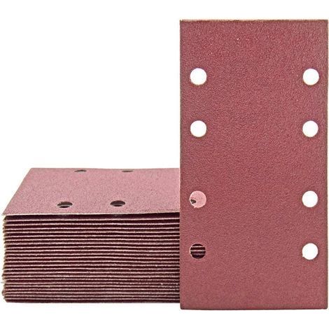 Lot de 30 feuilles abrasives 83 x 185 mm,Papier abrasif carré auto,agrippant 8 trous Grain 120,Idéal pour le ponçage, le polissage et l'élimination de la rouille (1/5)