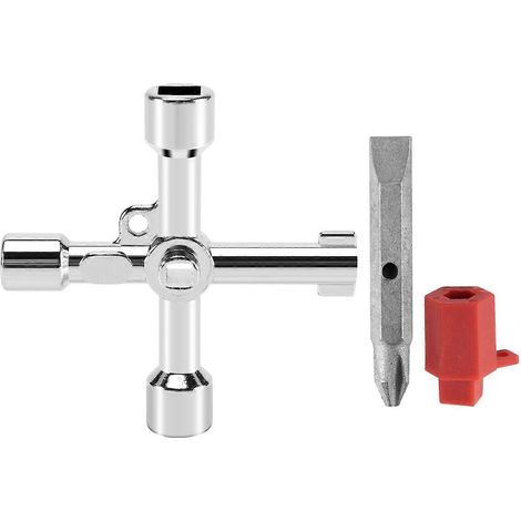 Clé 4 en 1 pour compteur de gaz, clé multifonctionnelle pour armoire électrique, clé d'ouverture de placard. (1/4)