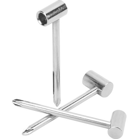 Clé de réglage guitare 3 pièces, tige en fer 7mm/8mm/6,35mm, outil universel d'instruments, argenté. (1/5)