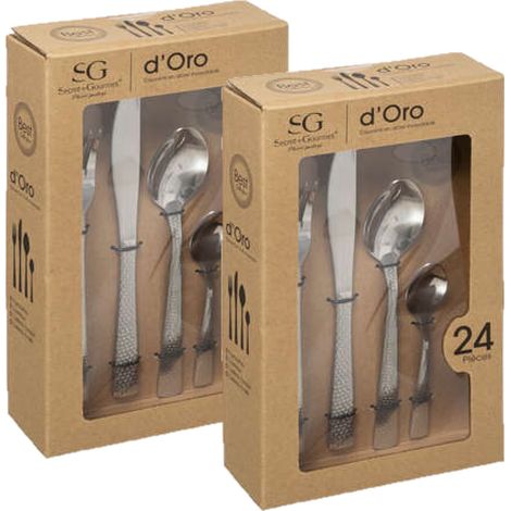Lot de 2 ménagères 24 pièces en inox D'ORO (1/5)