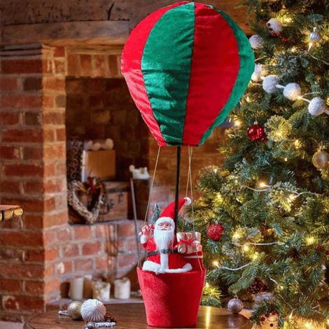 80cm Red and Green Santa's Hot Air Balloon Hanging Christmas Decoration (1/4)