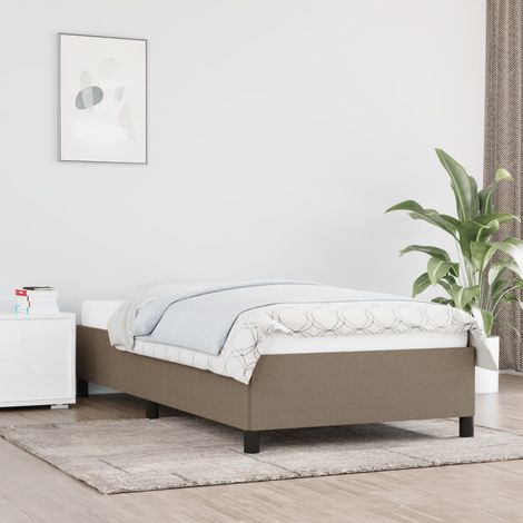 Lit simple pour adulte Moderne - Cadre de lit - Taupe 100x200 cm Tissu BV355517 - BonneVie (1/5)