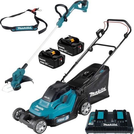 Makita DLM432PT2 Twin 18v 36v LXT Cordless 43cm Lawn Mower 2x5ah+ DUR193 Trimmer (1/5)