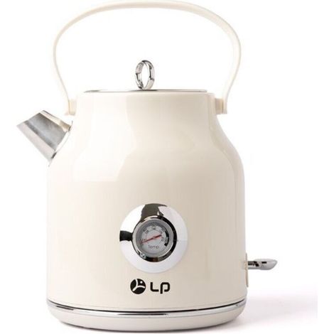 Nom - Bouilloire rétro - Capacité 1,7 litre - Acier inoxydable - Bouilloire électrique - Crème - Affichage de la température - Rotation à 360° (1/4)