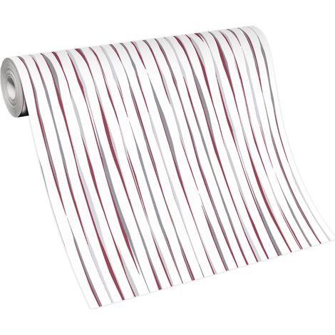 BRICOFLOR Papier Peint à rayures pourpre  Papier Peint bande verticale violet pour chambre, salon & plus  Tapisserie intissée violette (1/5)