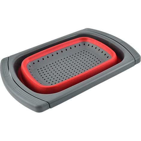 1 Passoire pliable avec poignées extensibles, cadre renforcé en silicone, pour évier de cuisine et préparation alimentaire