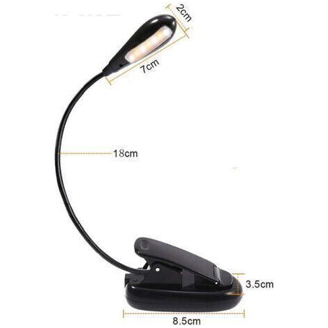 Tigrezy, lampe de lecture rechargeable à 14 LED, lampe de lecture à clipser, lampe de pupitre, 3 luminosités