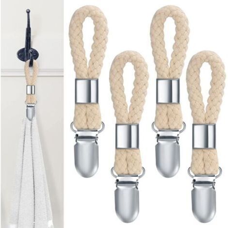 4Pièces Pince à Serviette, Accroche Torchon, Crochet Torchon Porte Serviette Salle de Bain, Clips Porte-Torchon Placards Serviettes Suspendues